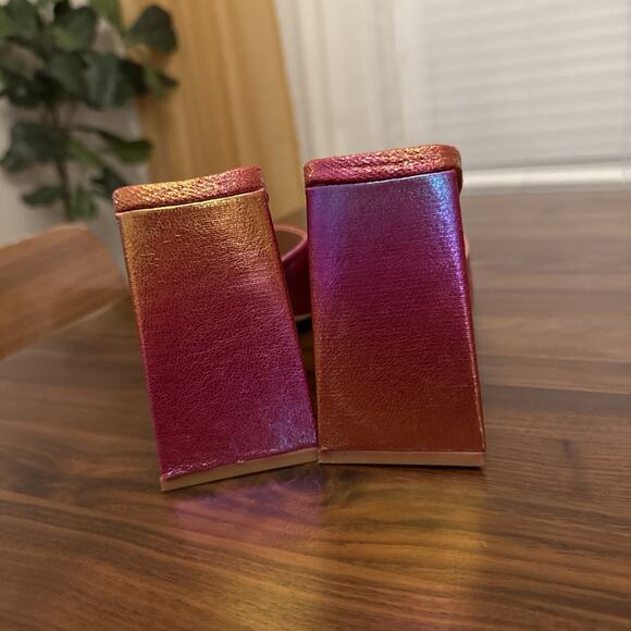 Rouge Y2K Square Toe Chunky Heel Slides Shimmer Pink Barbie Size 8 Bratz Party - Picture 4 of 6